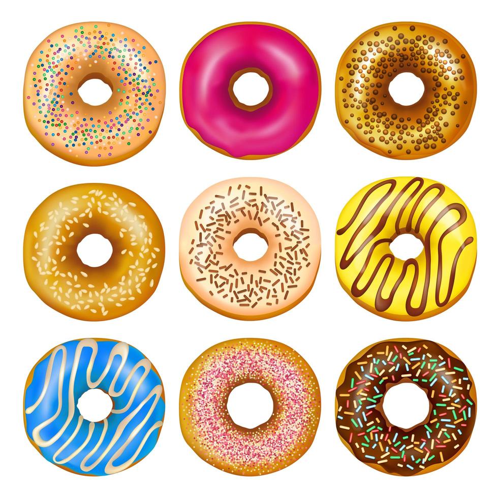 Set of realistic donuts  vector