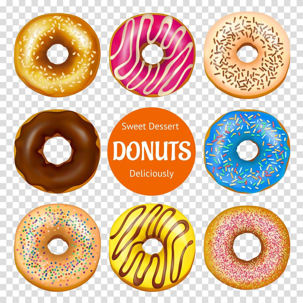 conjunto de donas realistas vector