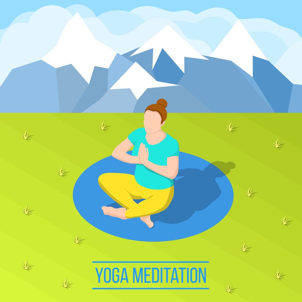 Isometric woman doing yoga outdoors vector