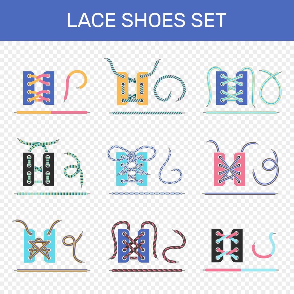 conjunto de tutorial de cordones de zapatos vector