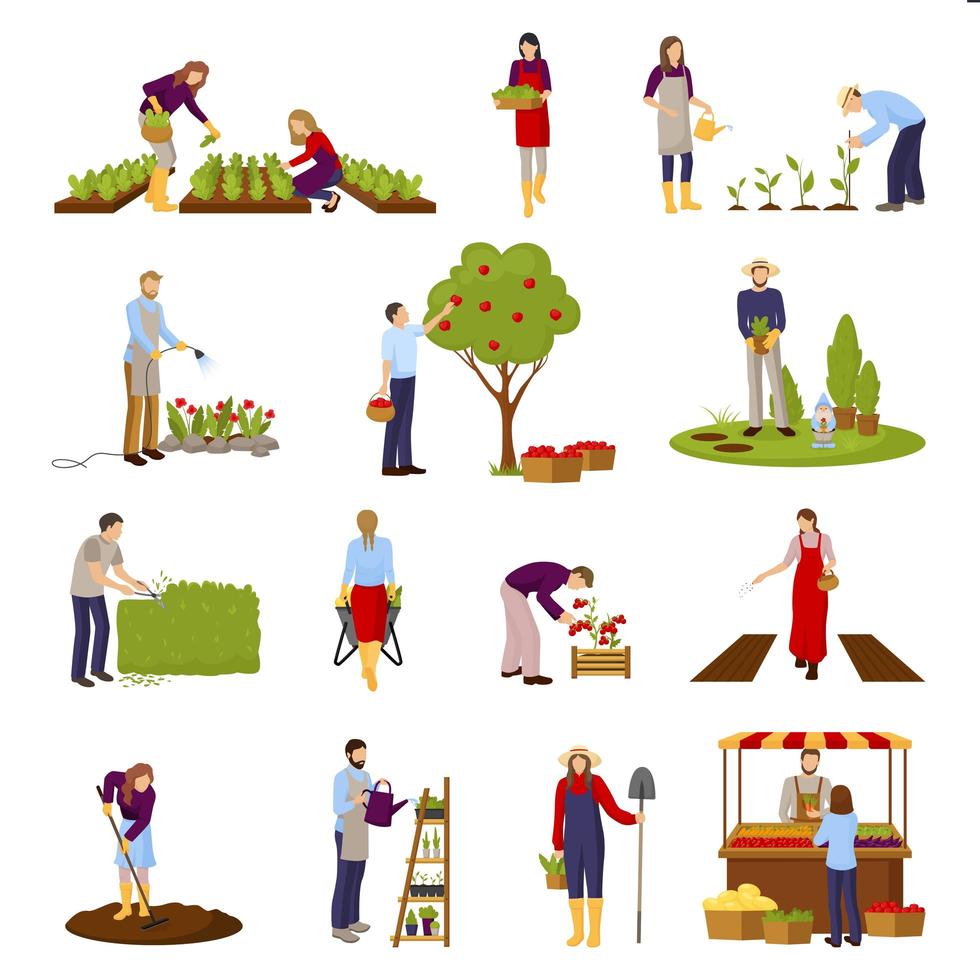 conjunto de agricultura y jardinería. vector