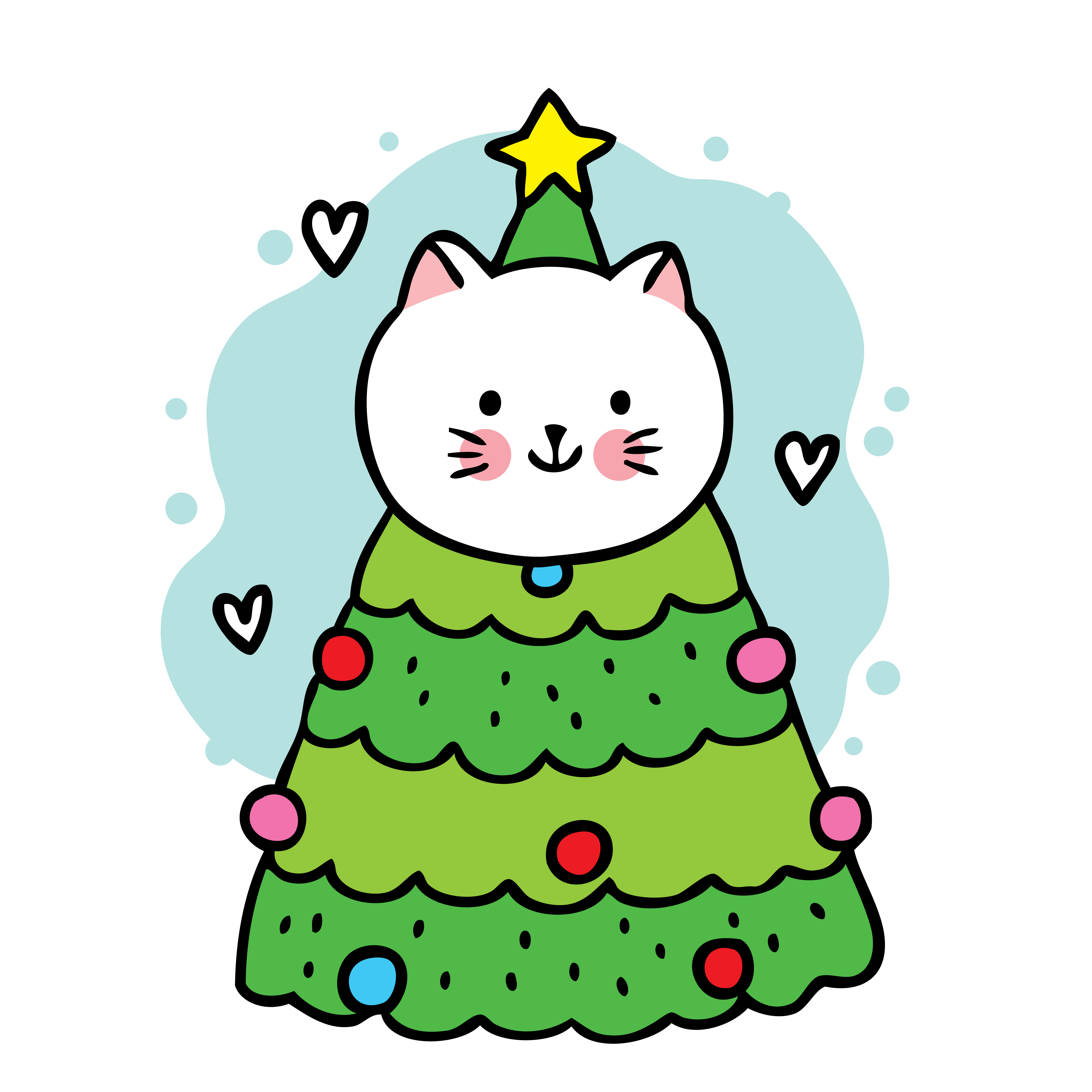 Cute cartoon cat in a Christmas tree 1395245 Vector Art at Vecteezy Cute cartoon cat in a Christmas tree 1395245 Vector Art at Vecteezy