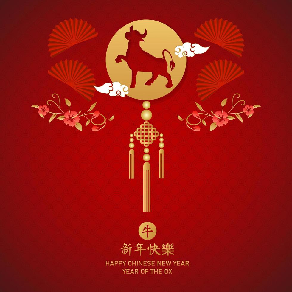 Chinese new year 2021 year of the ox poster vector