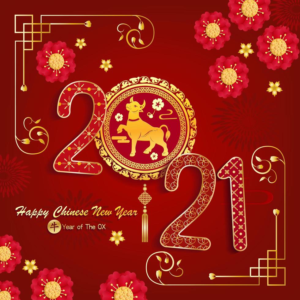 Chinese new year 2021 design with asian elements vector