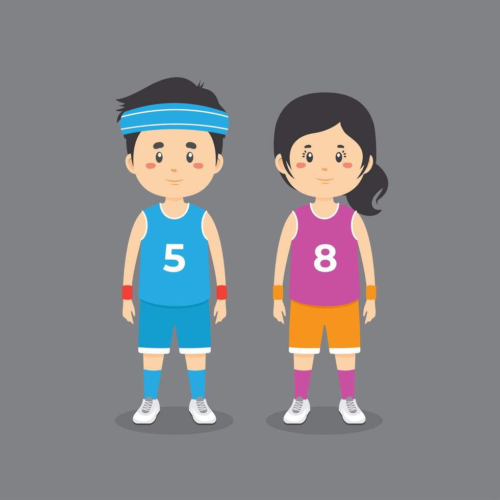 personajes con atuendos de baloncesto. vector