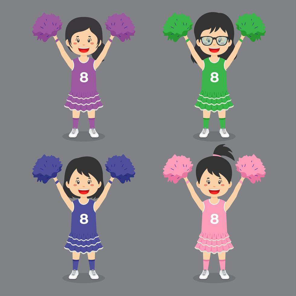 Cheerleader Character Set vector