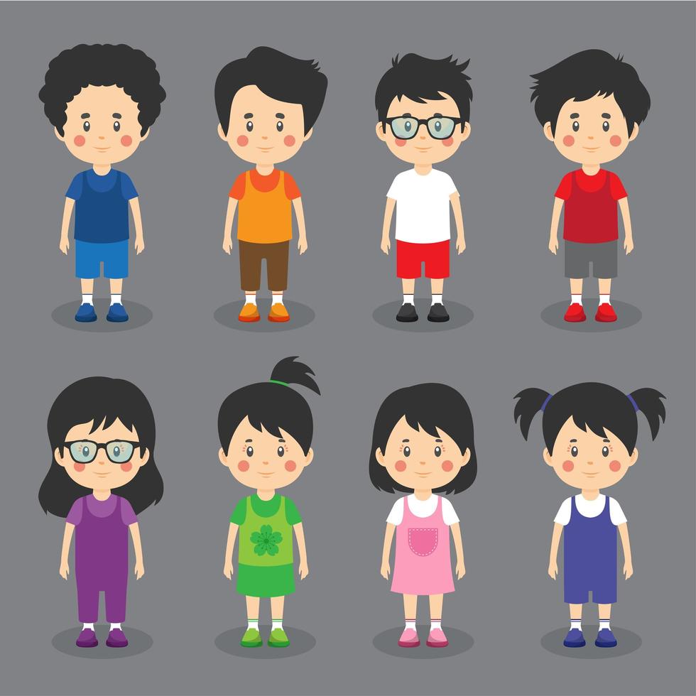 personajes amigables para niños pequeños vector