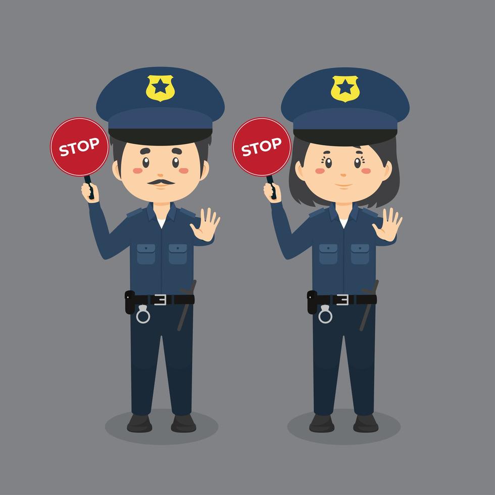 policía, tenencia, señal de stop vector