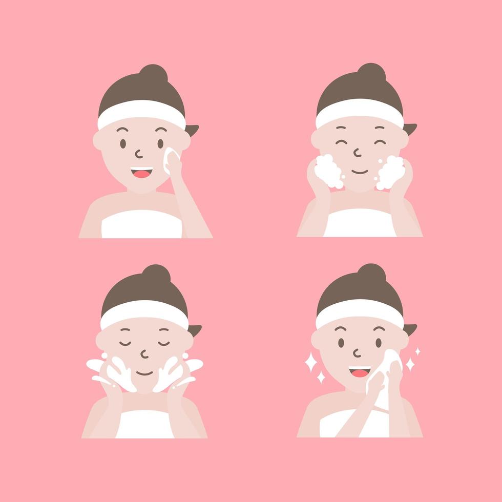 How to clean face steps vector