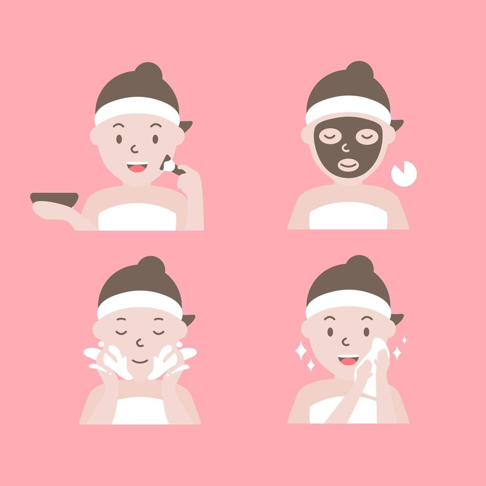 How to apply facial mask steps vector