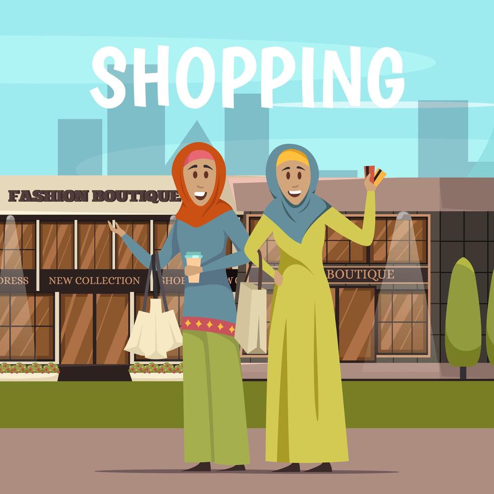 Middle Eastern women shopping vector