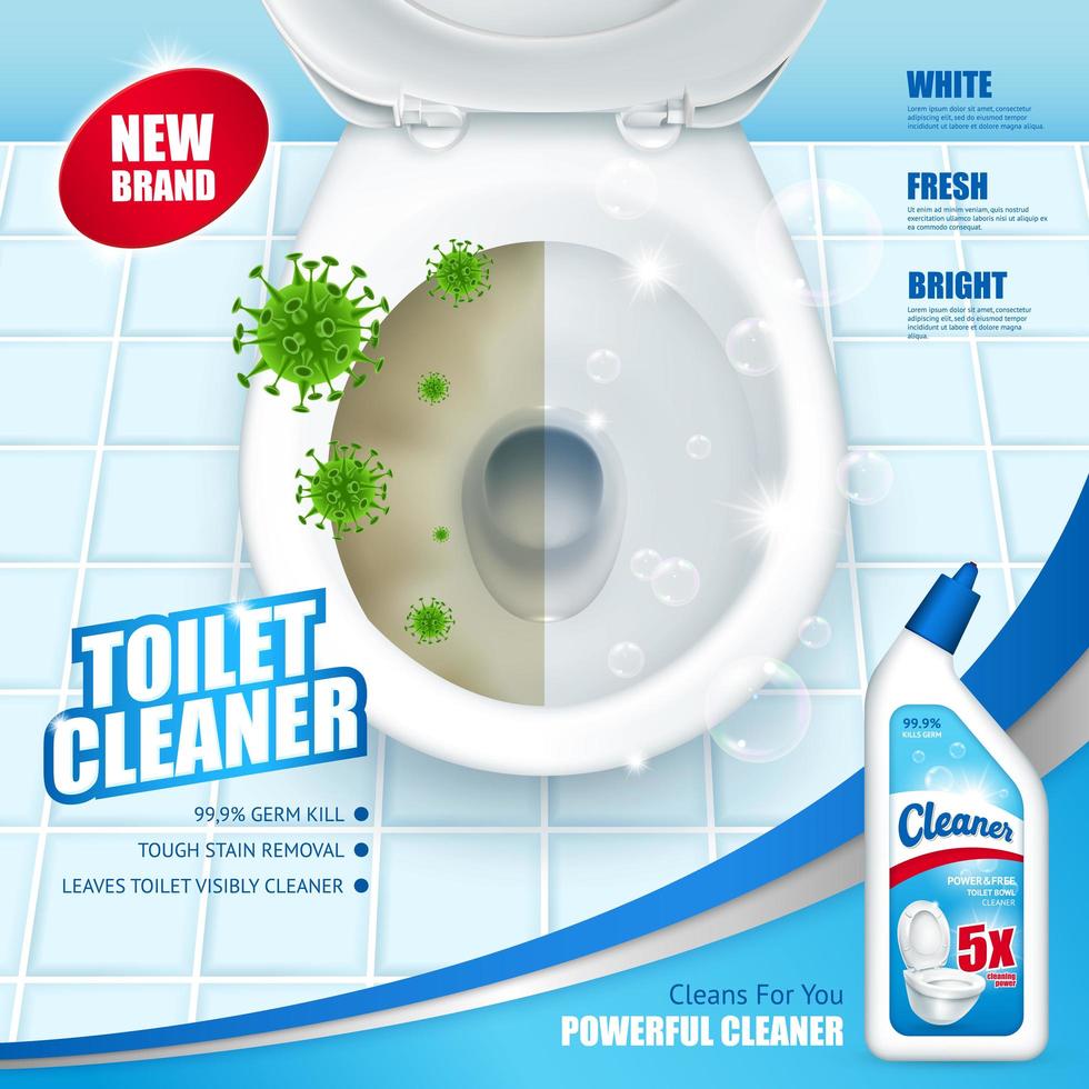 Antibacterial toilet cleaner banner vector