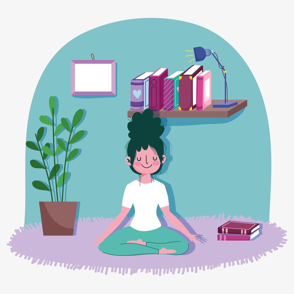 Young woman in yoga lotus pose  vector