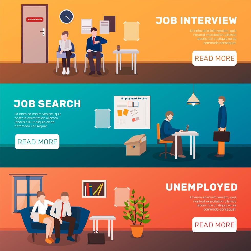 Unemployment template banner set vector