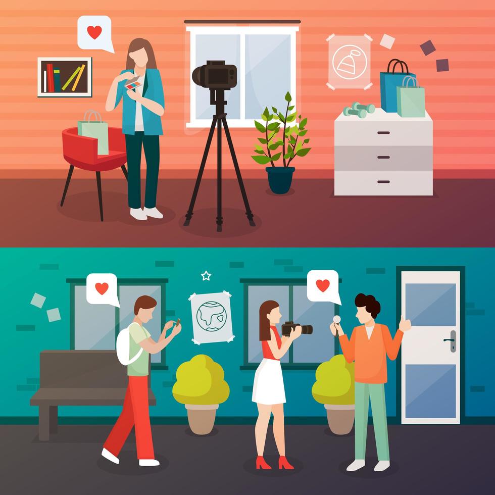 Digital influencers banner set vector