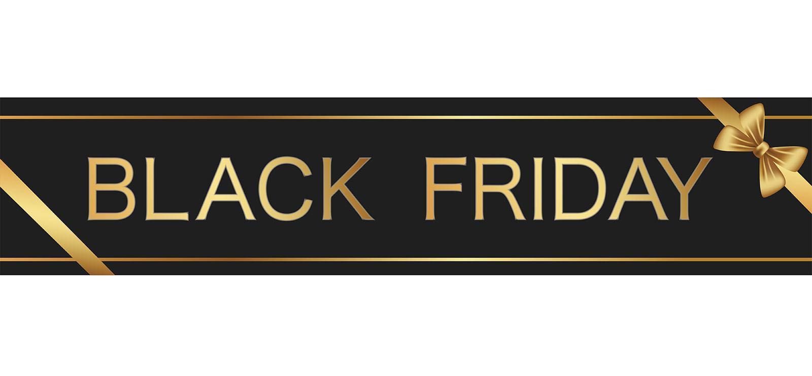 Black Friday Sale Sign with Gold Ribbon  vector