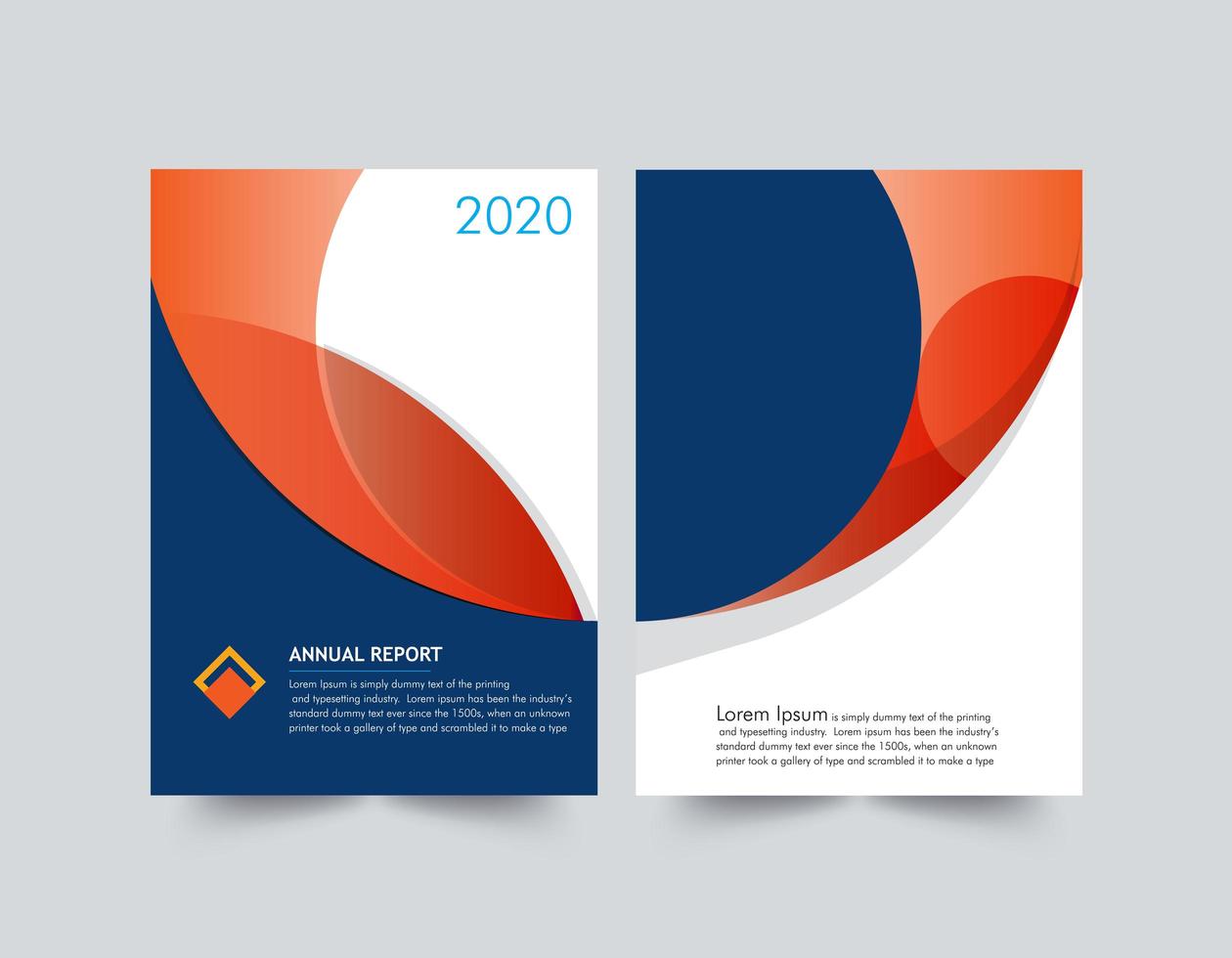 Annual Orange and Blue Shapes Report Template vector