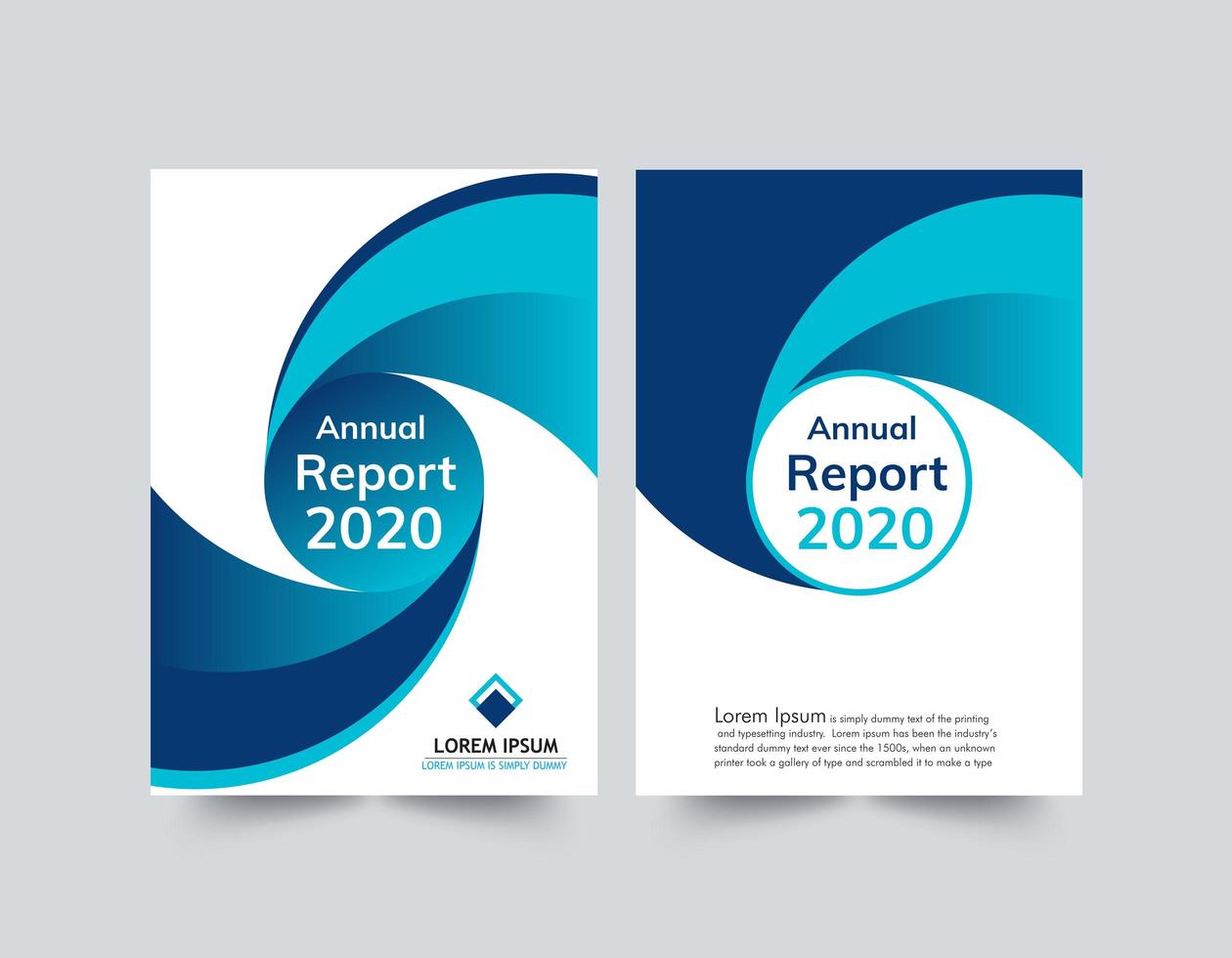 Annual Report Blue and White Wave Template vector