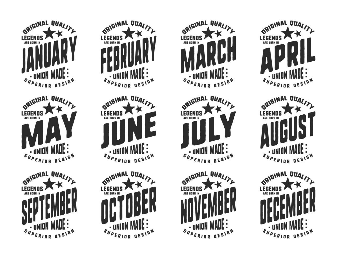 Legends are born various months vintage t-shirt typography vector