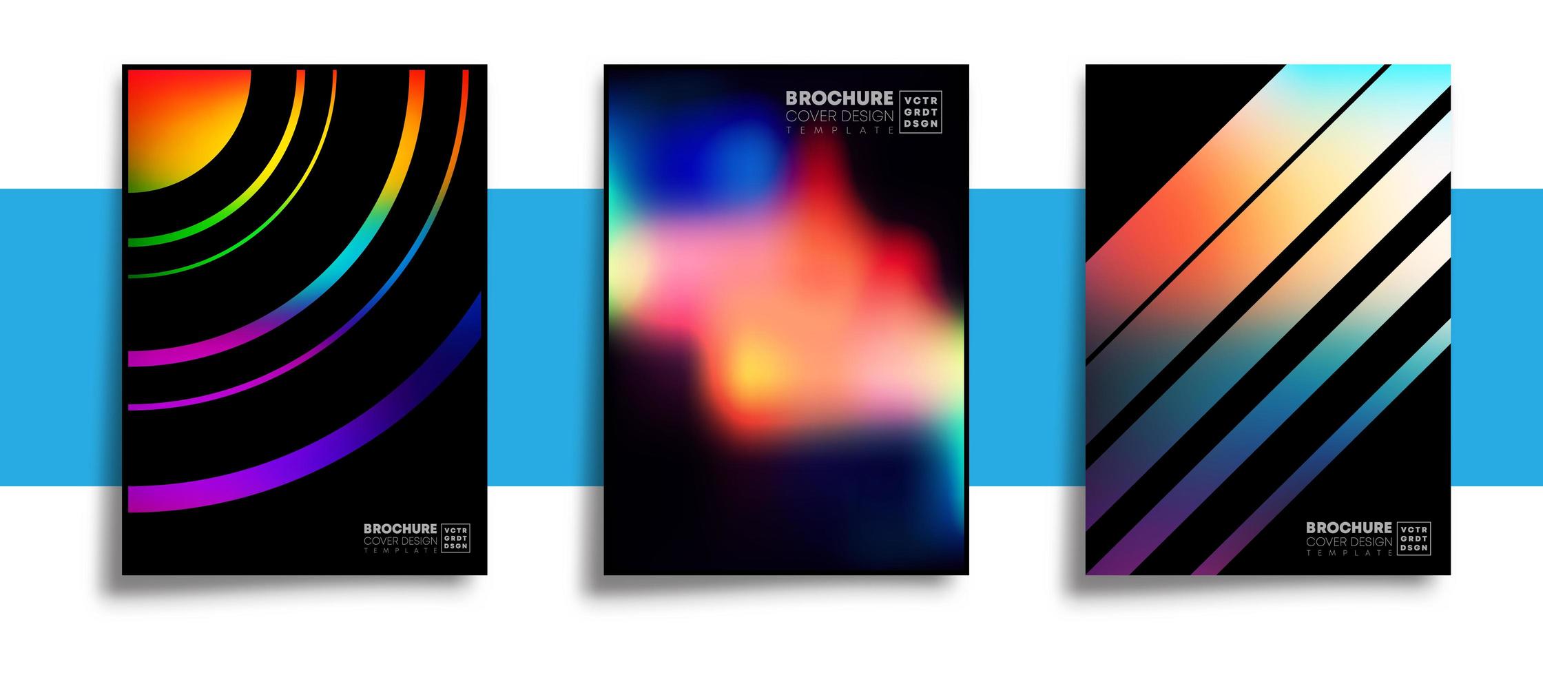 Set of abstract design posters with colorful gradient textures vector