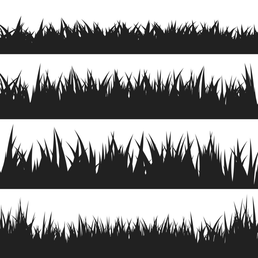 Black grass silhouettes set vector