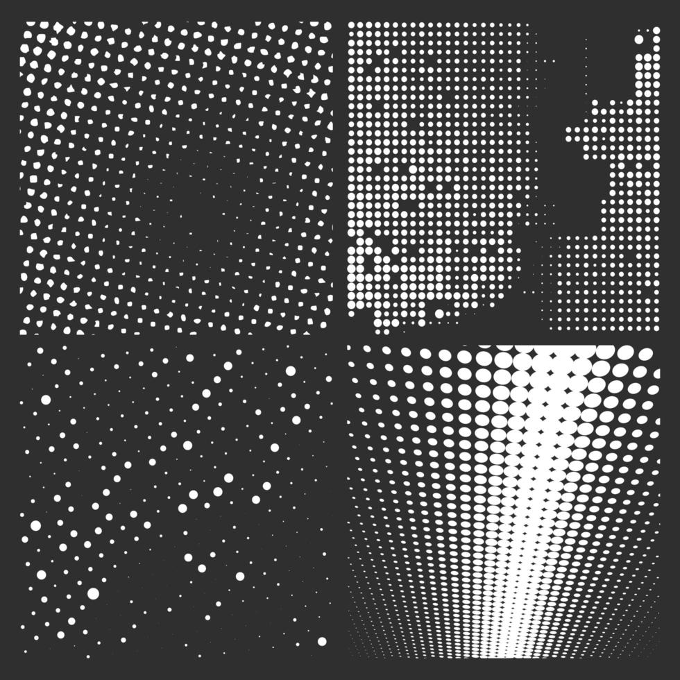 Halftone white patterns isolated on a black vector