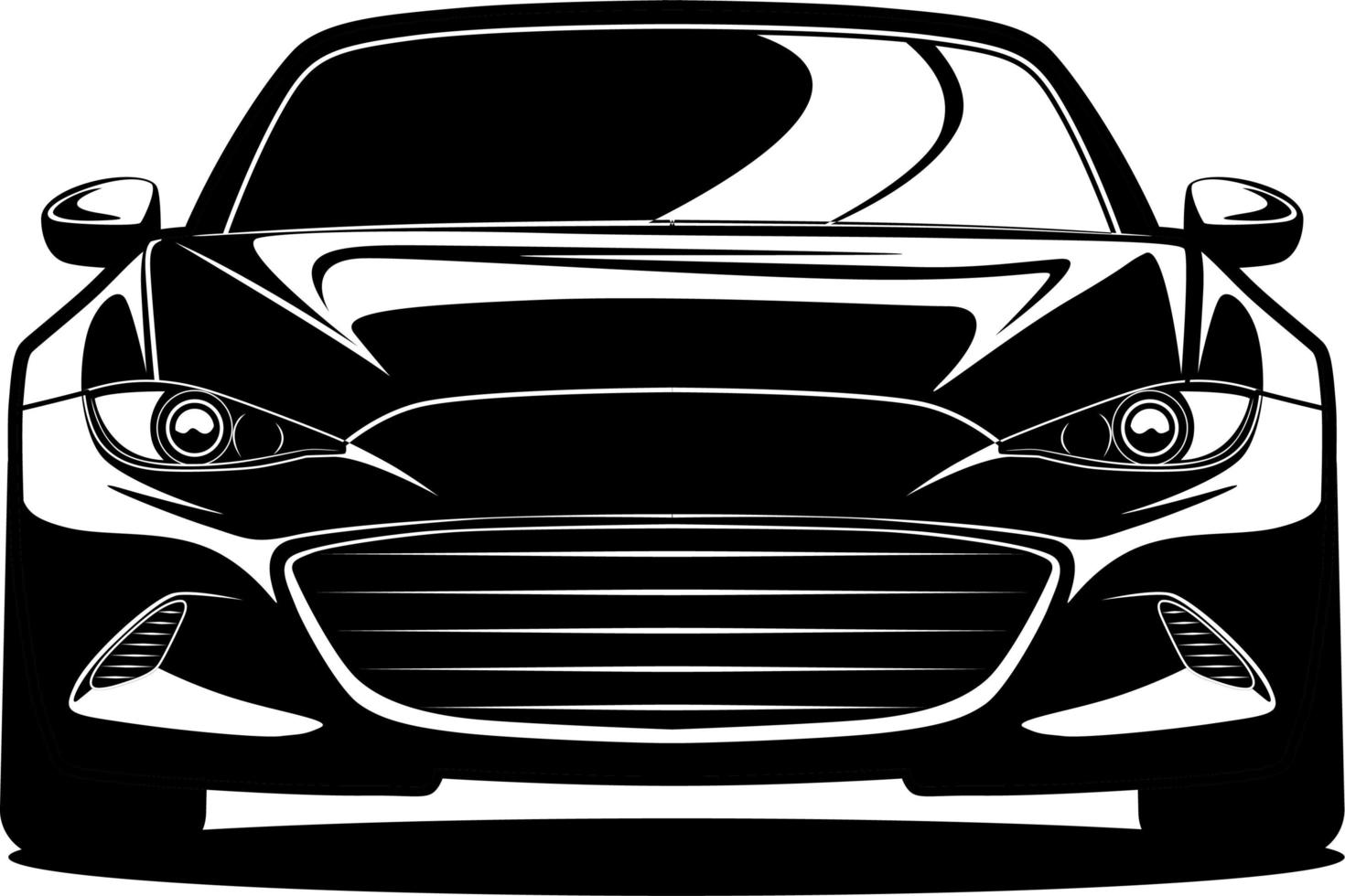 Black and white car front drawing vector