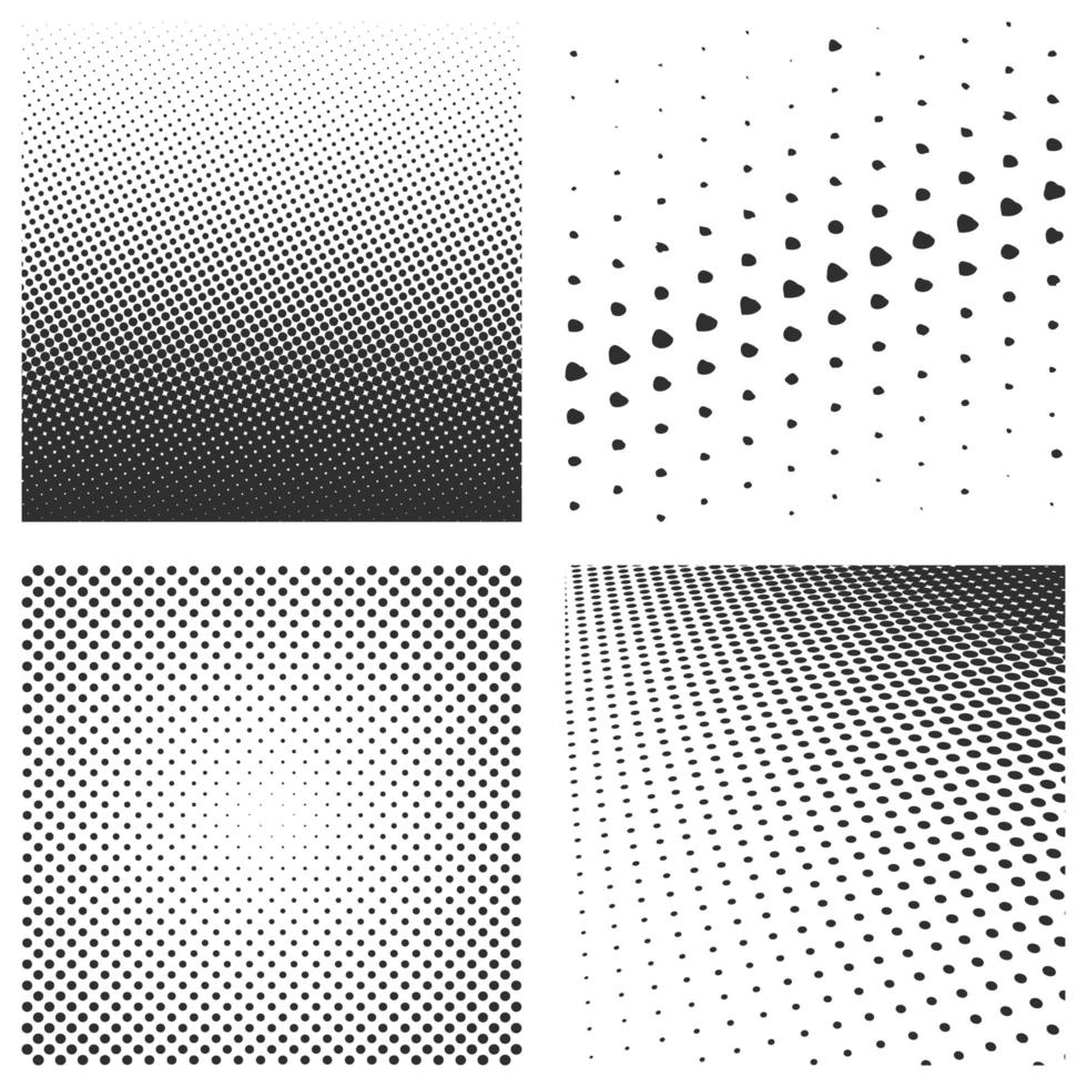 Set of halftone black patterns isolated on a white vector