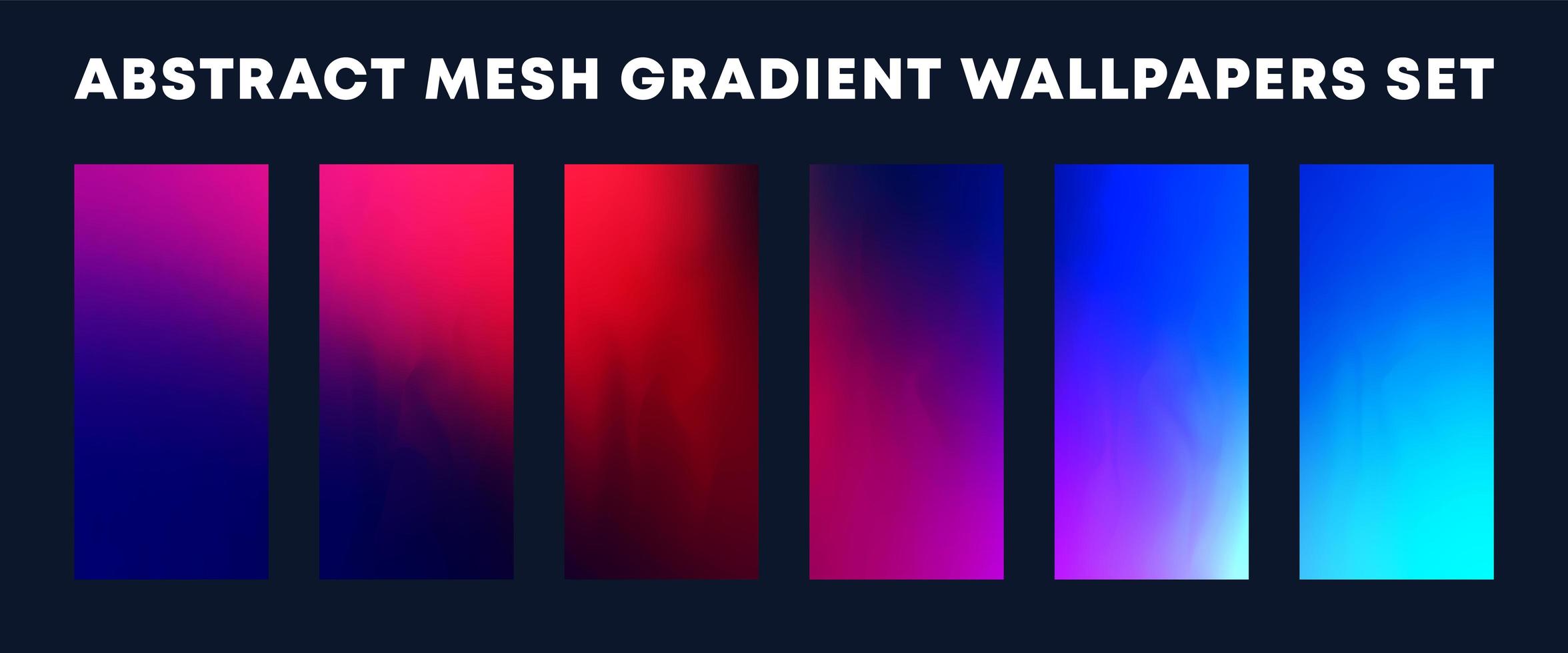 Set of colorful mesh gradient wallpapers vector