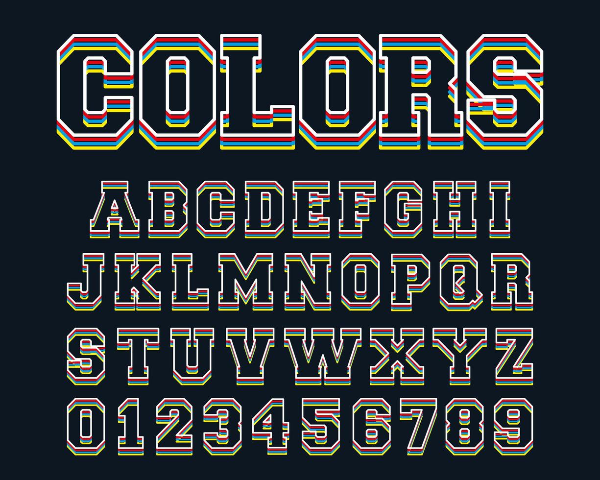 Colored lines alphabet template vector