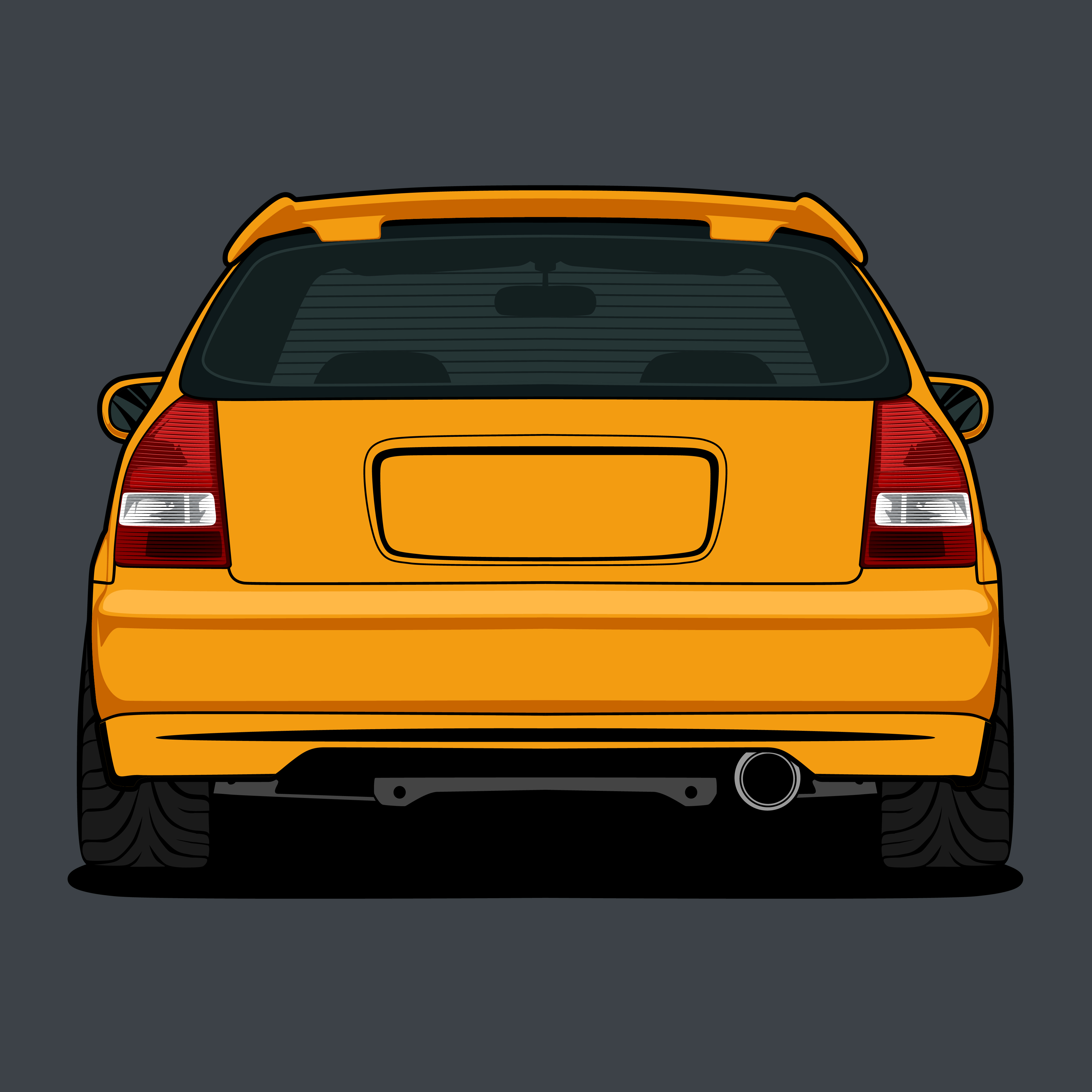 car back view drawing