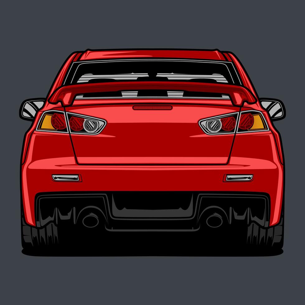 dibujo de carro rojo vista posterior vector