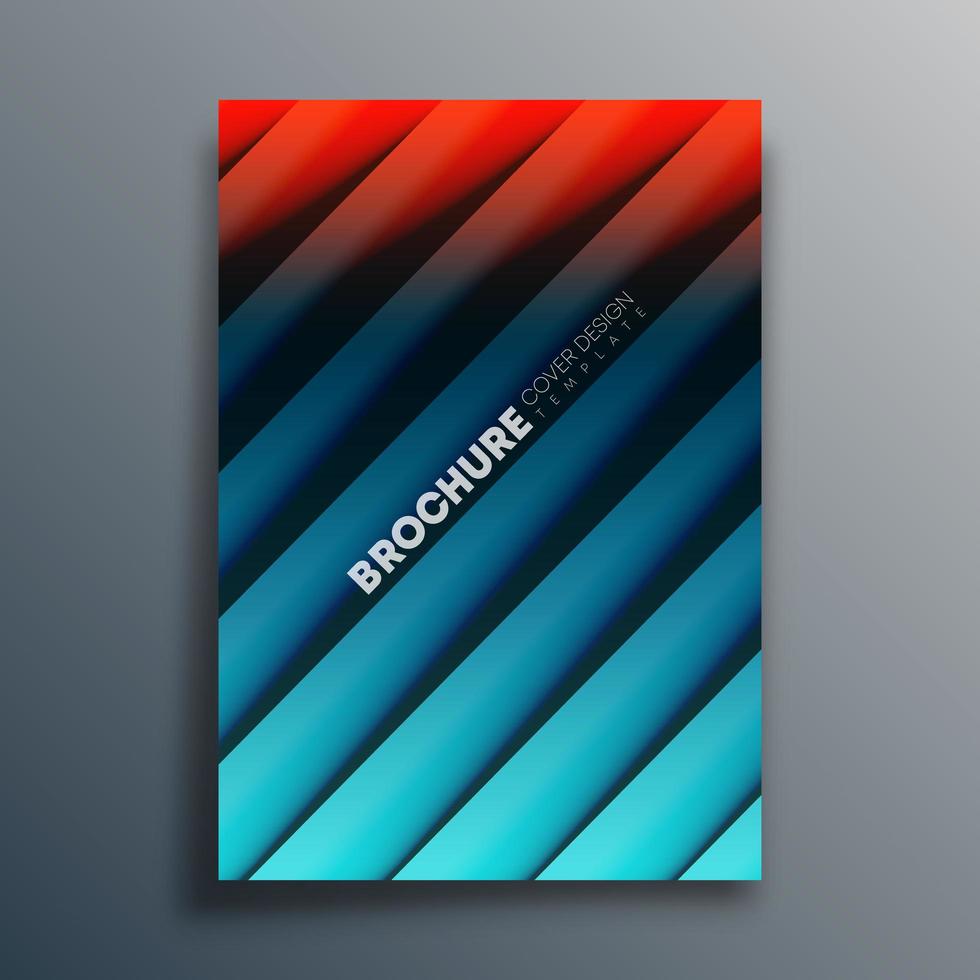Red blue gradient cover template with diagonal lines vector
