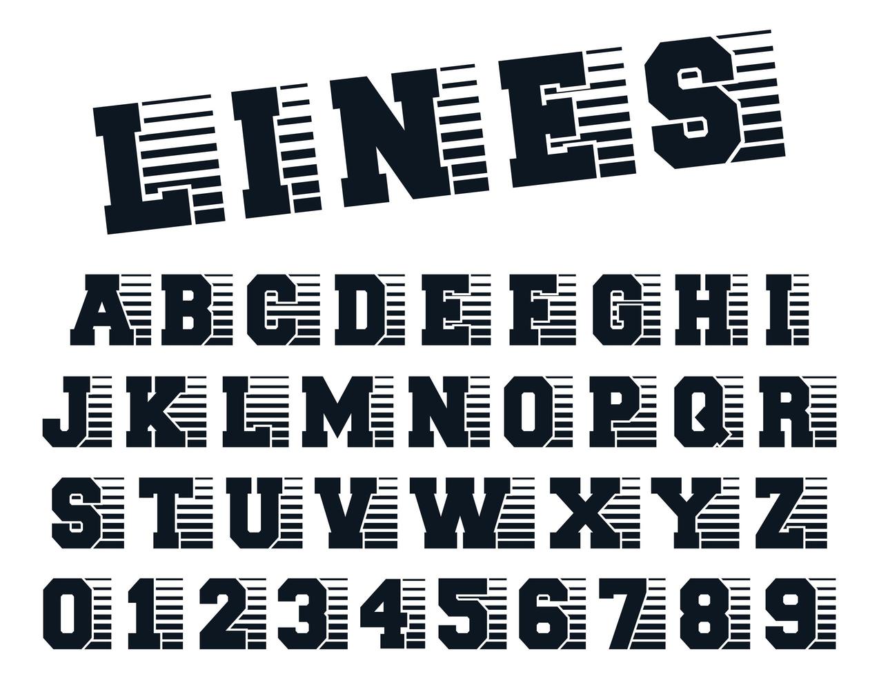 Lines alphabet template vector