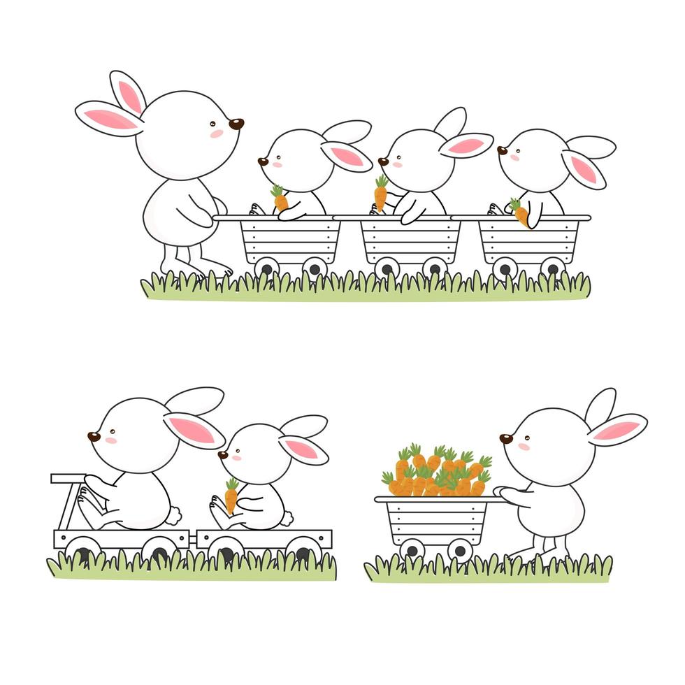 Happy bunny family cartoon vector