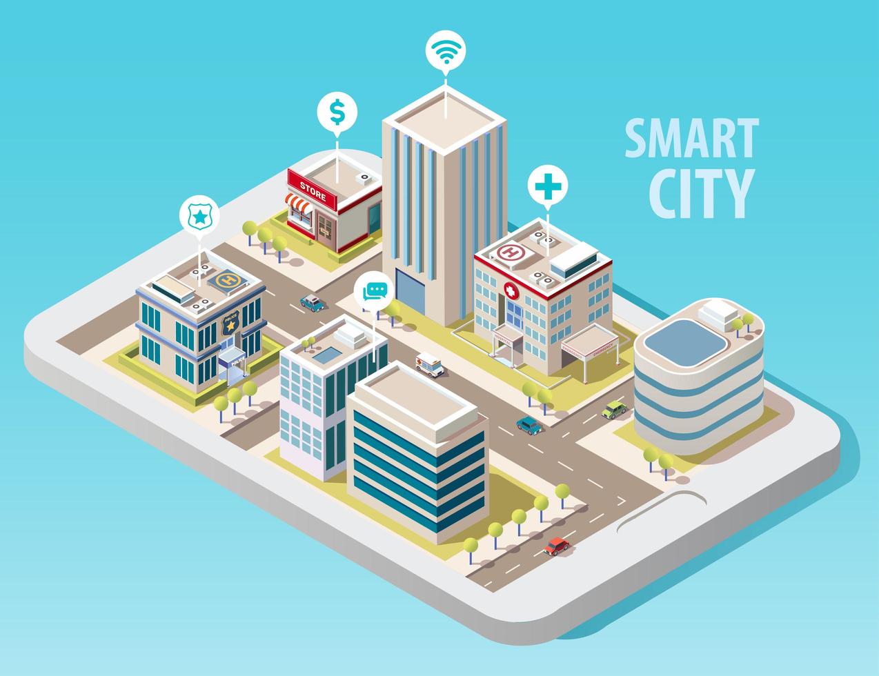 Isometric smart city vector