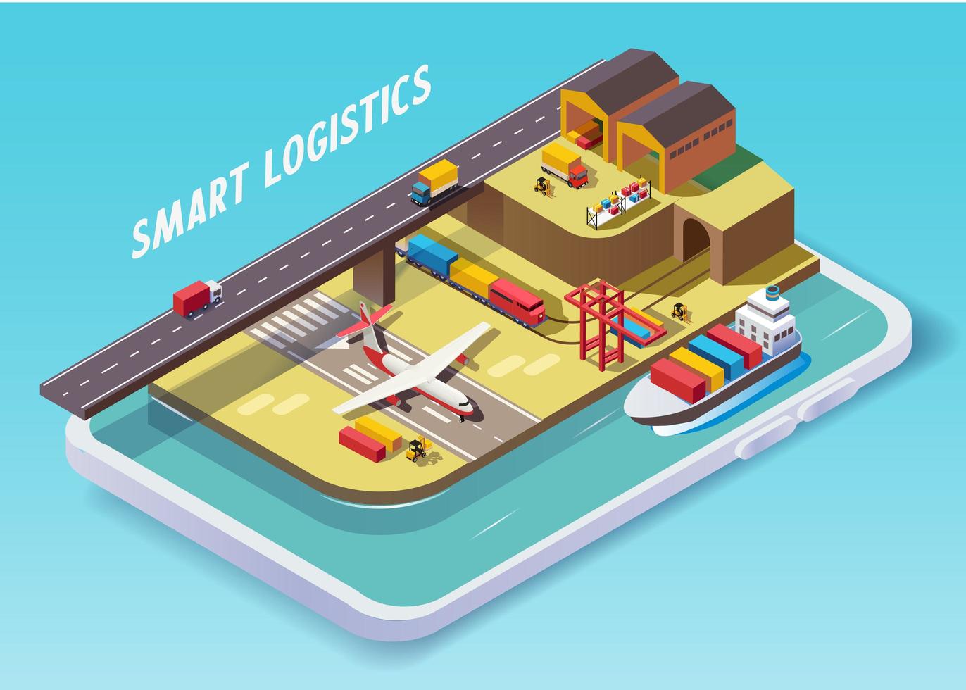 Smart delivery system transportation with phone app vector