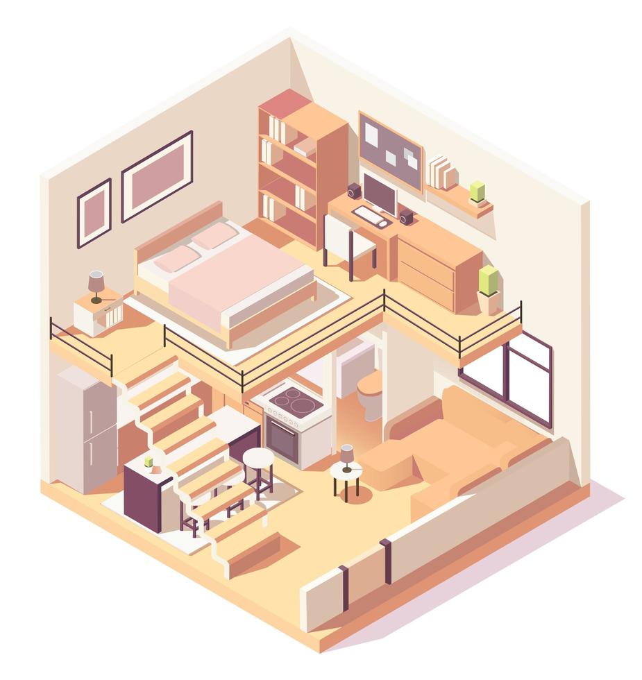 Isometric house different rooms composition vector