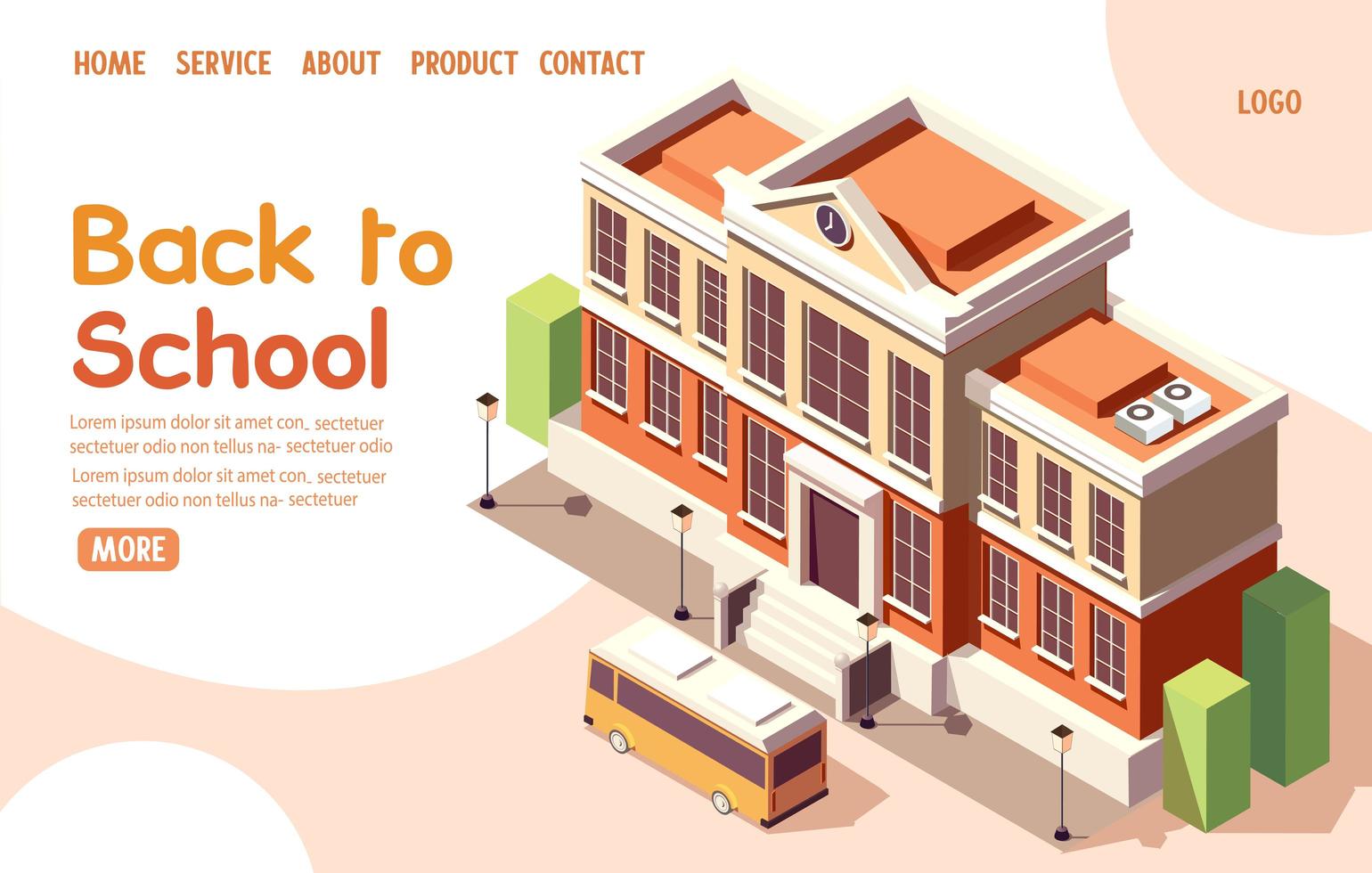 Back to school isometric landing page vector