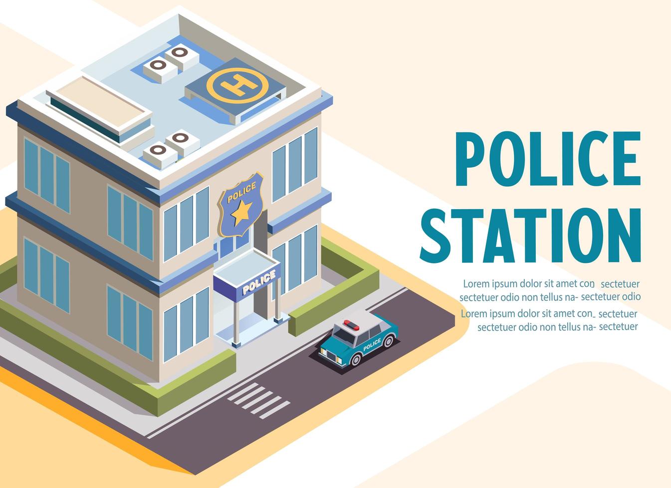 Isometric police station building vector