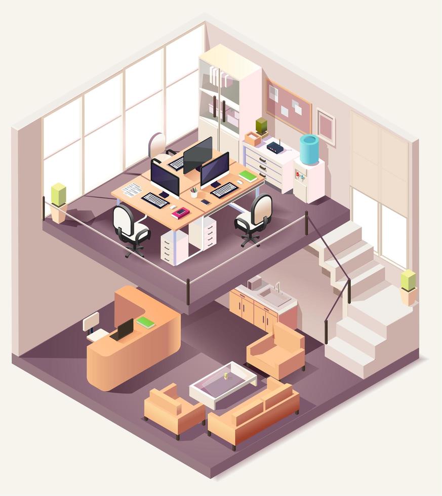 Isometric office different floors composition vector