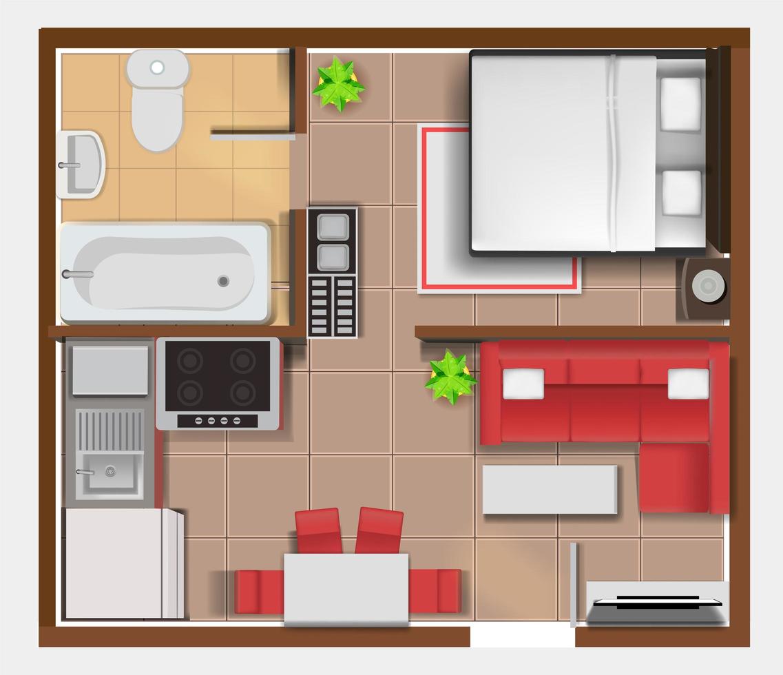 Top view apartment interior detailed plan vector