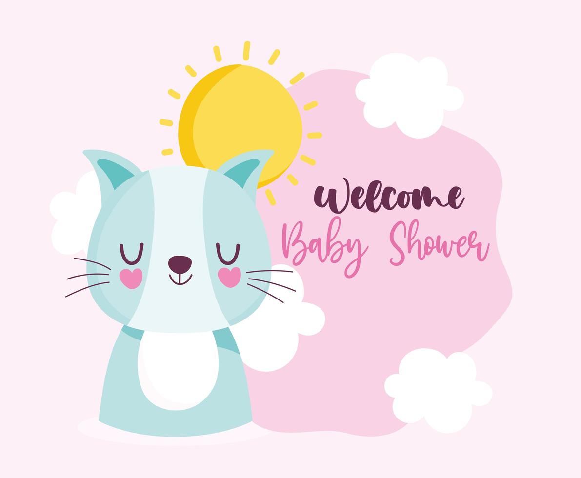 Cat sun clouds card vector