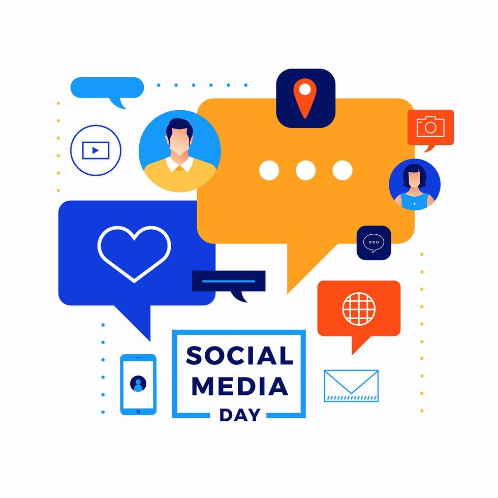 Social Media Day Icons Design vector