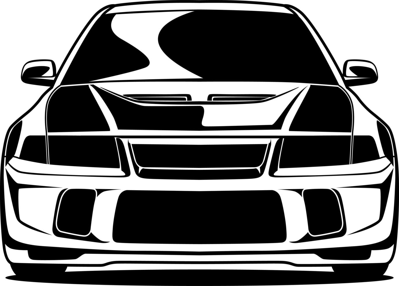 dibujo frontal del coche blanco y negro vector