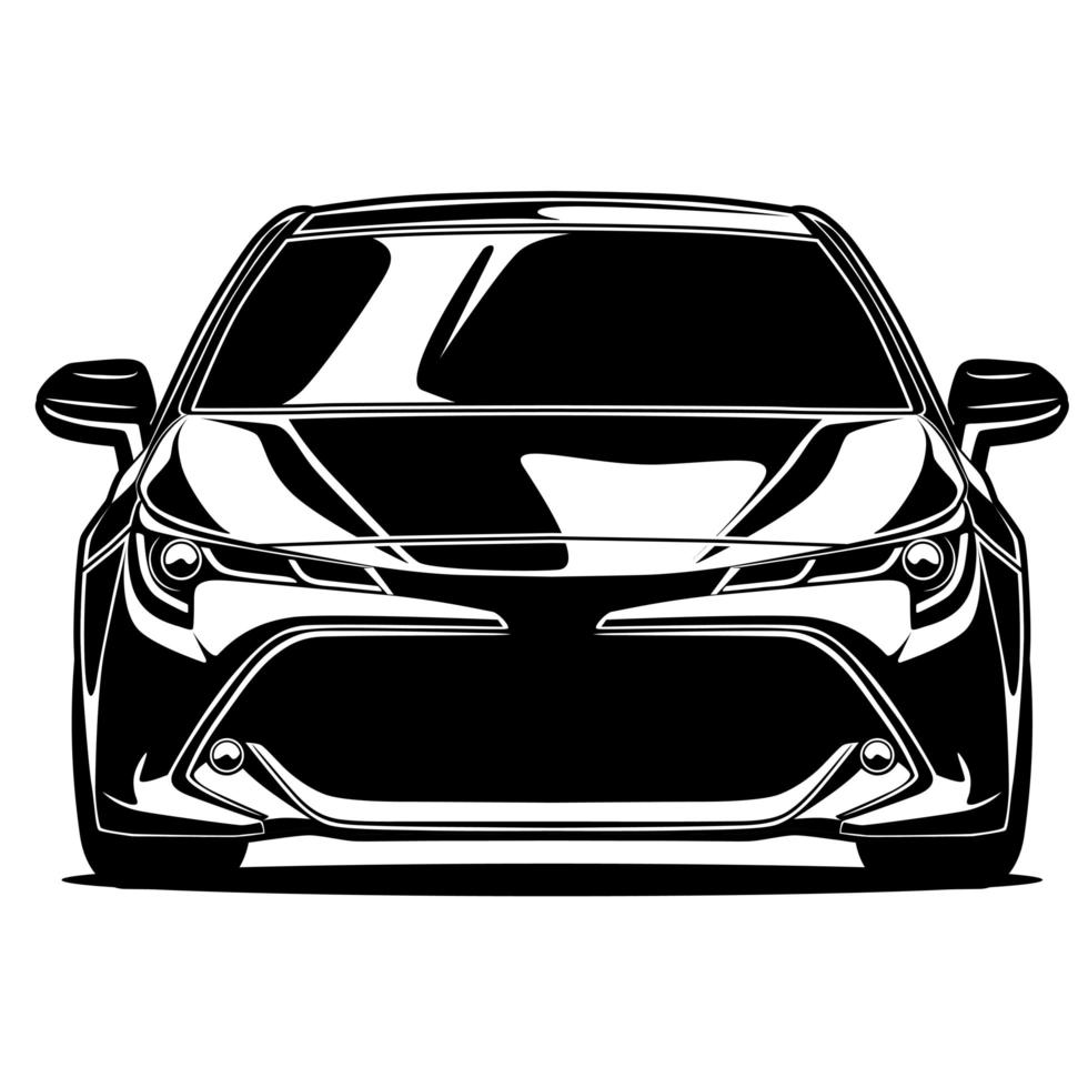 dibujo frontal del coche blanco y negro vector