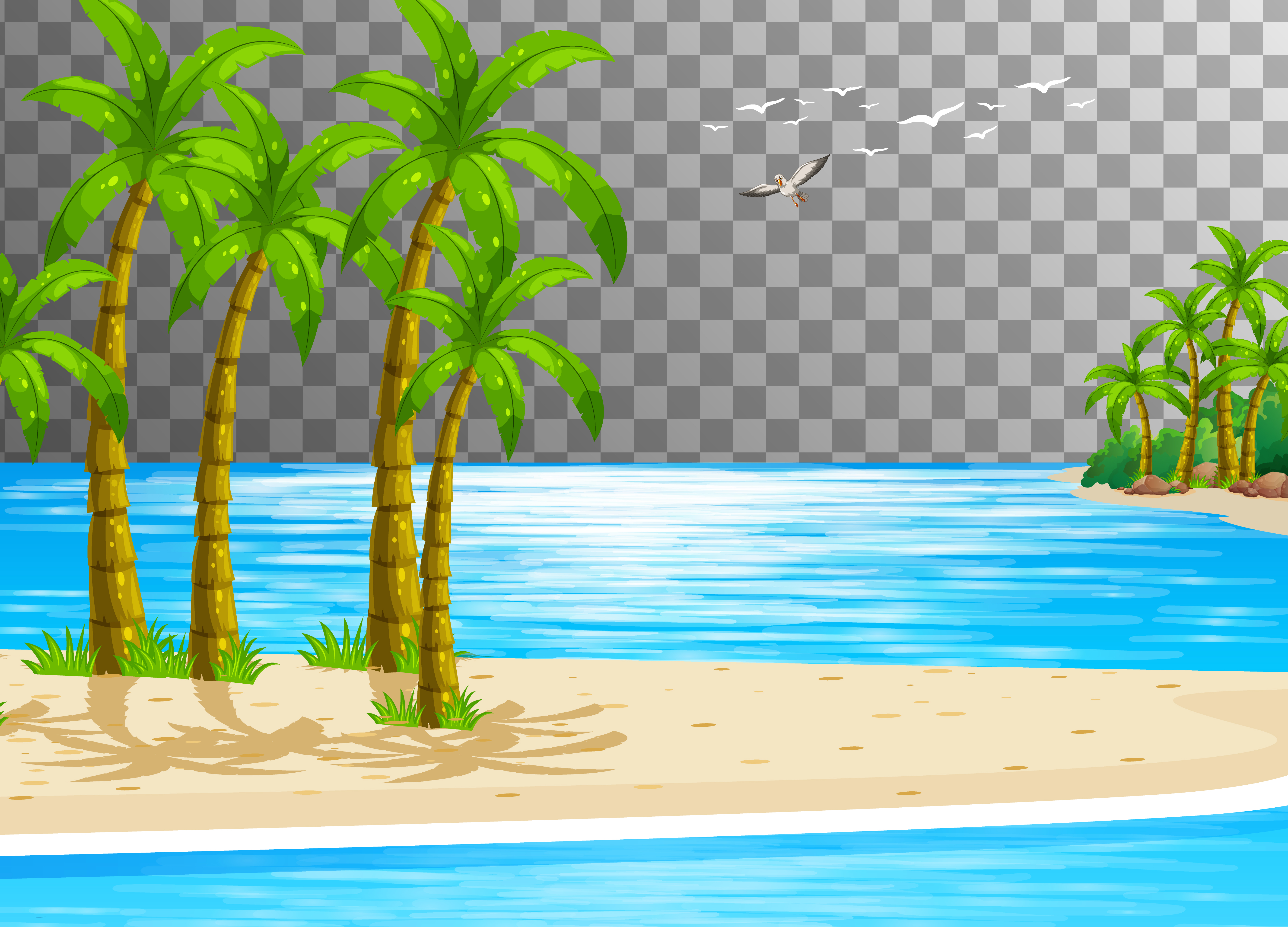 Beach Nature Scene with Transparent Background 1396718 Vector Art at  Vecteezy