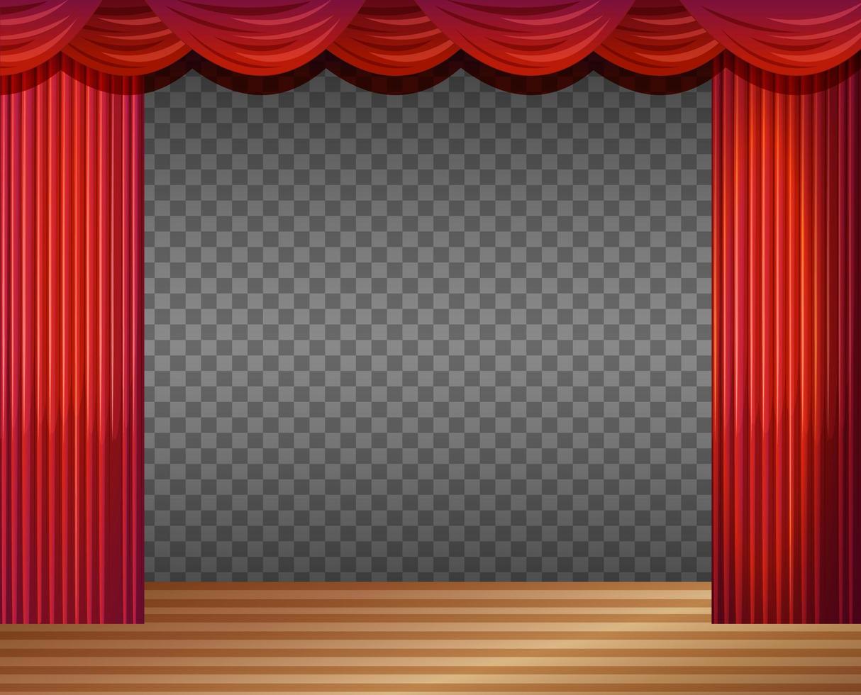 Empty Stage with Red Curtains Transparent vector