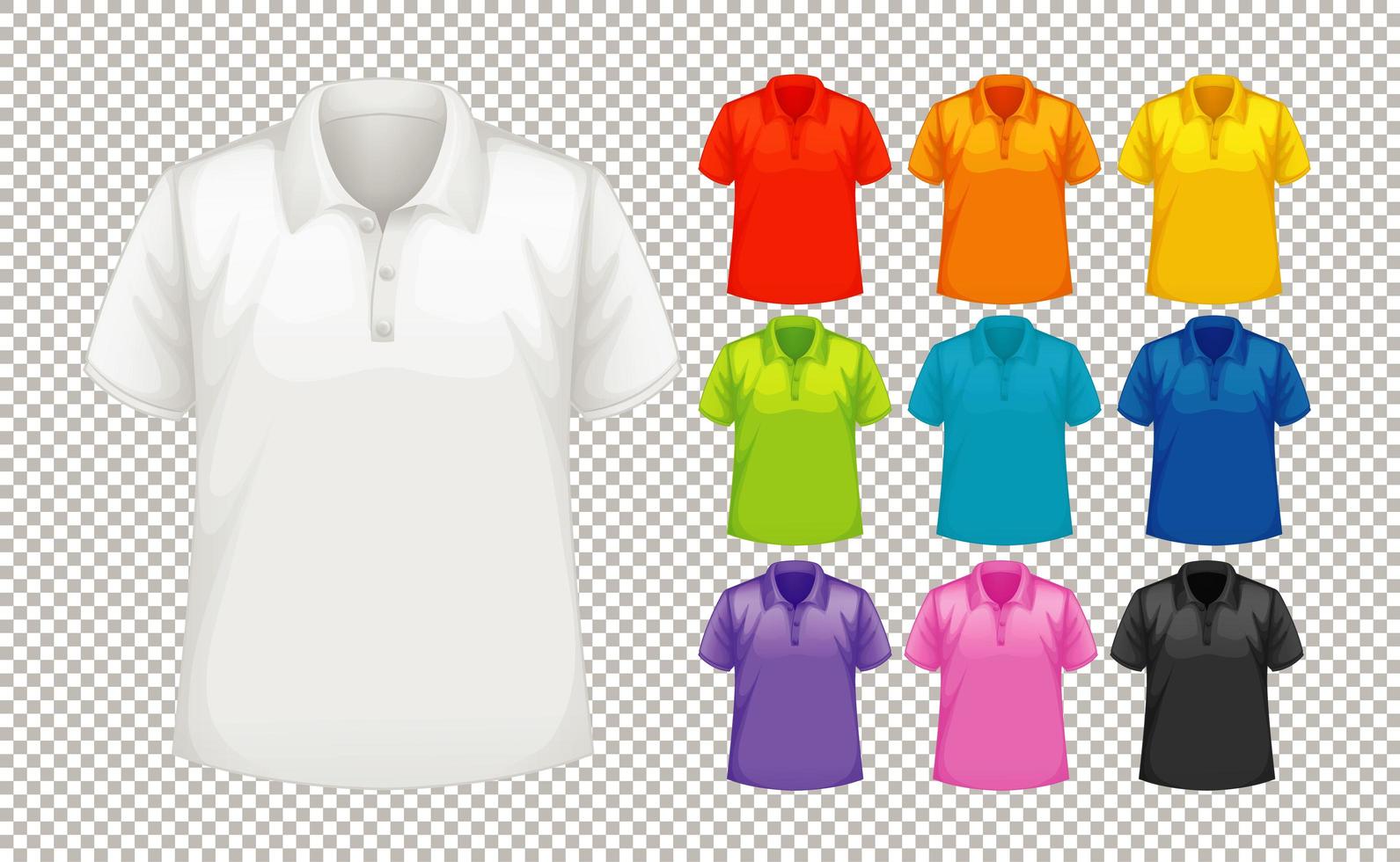 conjunto de diferentes tipos de camisa en diferentes colores vector