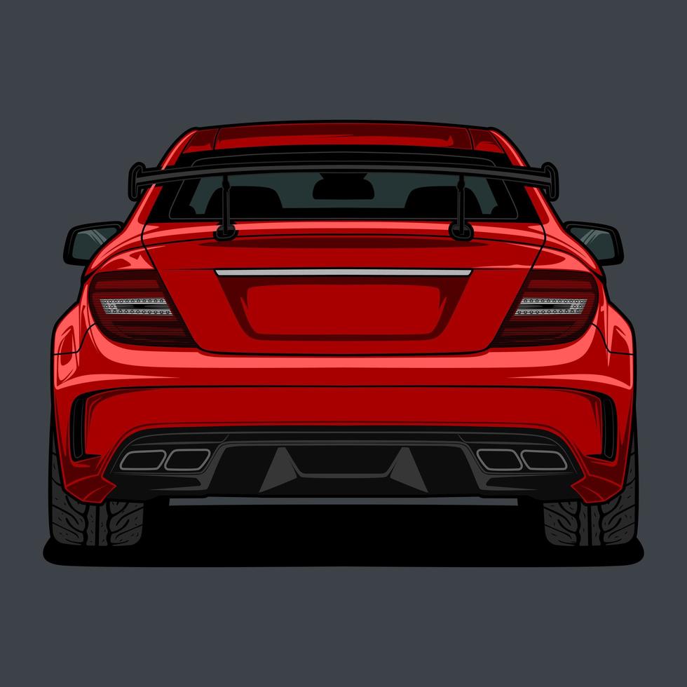 Back View Red Car Drawing vector